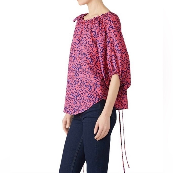 DEREK LAM Pink Floral Print Short Sleeve Blouse​ - Picture 3 of 10